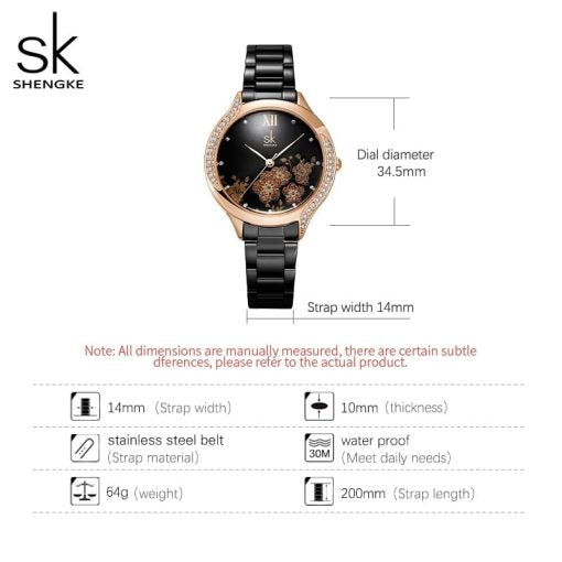 Shengke K0172 Ladies Watch – Black