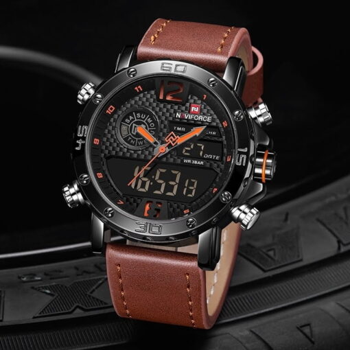 Naviforce 9134 Men's Analog/Digital Watch – Brown