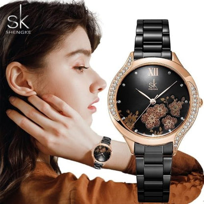Shengke K0172 Ladies Watch – Black