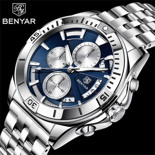 Benyar 5180 Men's Chronograph Watch – Silver