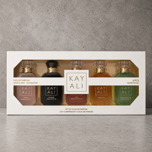 Kayali (Utopia Vanilla Coco/Oudgasm Vanilla Oud/Sparkling Lychee/Maldives) Set (5x30ml) (White Box)