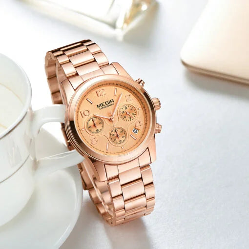 Megir 2057 Ladies Chronograph Watch – Rose Gold