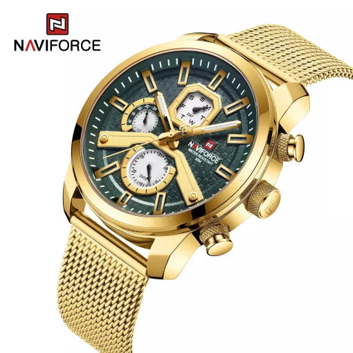 Naviforce 9211 Men's Chronograph Mesh Watch – Gold