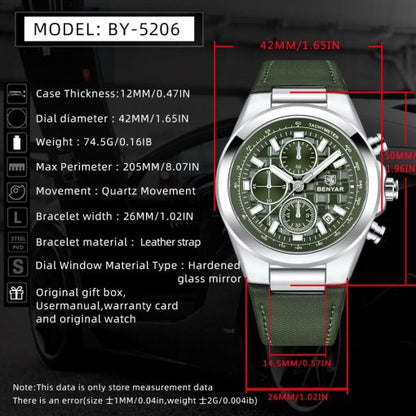 Benyar 5206 Mens Chronograph Watch – Green