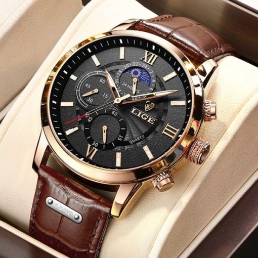 Lige 8932 Men's Chronograph Watch – Brown/Black