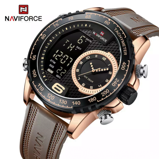 Naviforce 9199 Men's Analog/Digital Watch – Brown