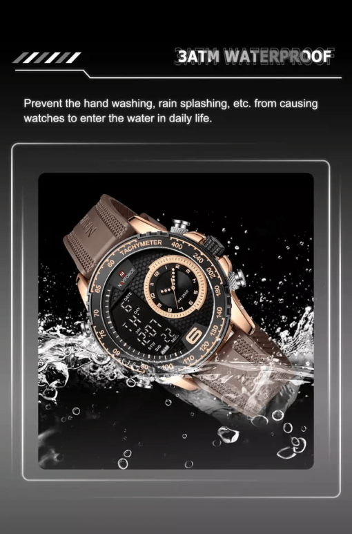 Naviforce 9199 Men's Analog/Digital Watch – Brown