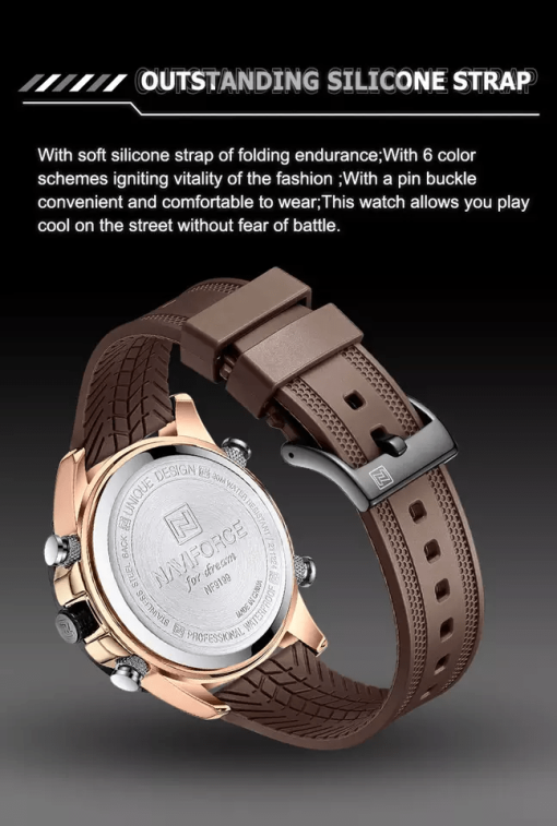 Naviforce 9199 Men's Analog/Digital Watch – Brown