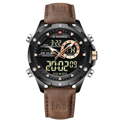 Naviforce 9208 Men's Analog/Digital Watch – Brown