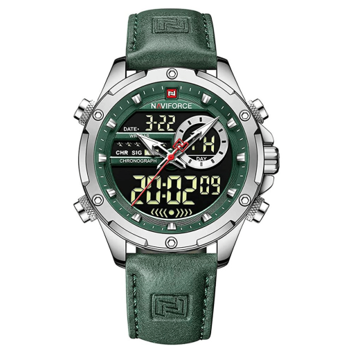Naviforce 9208 Men's Analog/Digital Watch – Green