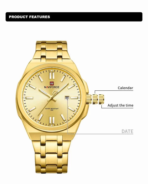 Naviforce 9226 Men's Watch – Gold