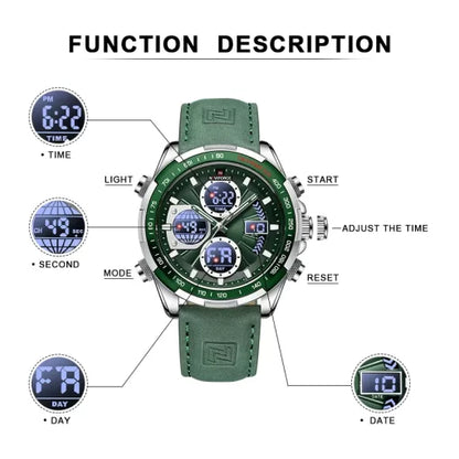 Naviforce 9197 Men's Analog/Digital Watch – Green