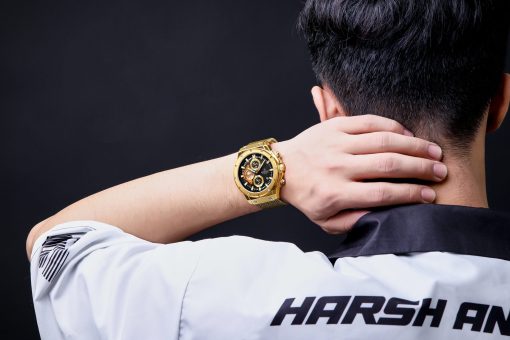 Naviforce 8027 Men's Chronograph Mesh Watch – Gold
