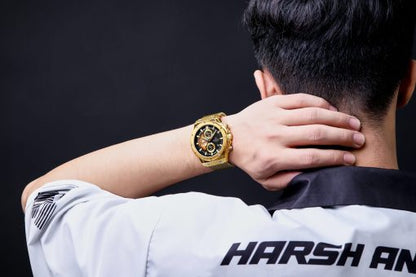 Naviforce 8027 Men's Chronograph Mesh Watch – Gold