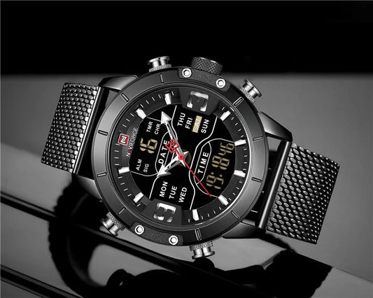 Naviforce 9153 Men's Digital/Analog Watch – Black