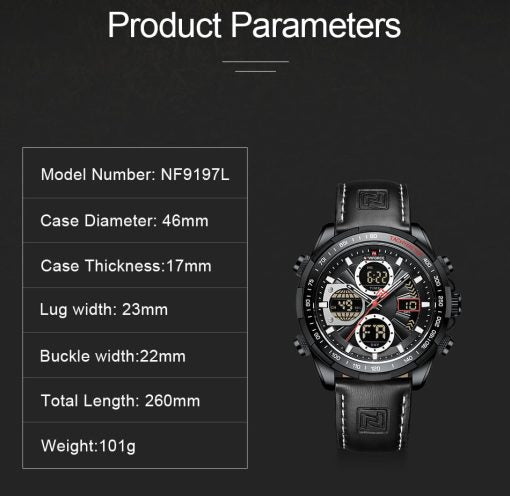 Naviforce 9197 Men's Analog/Digital Watch – Black