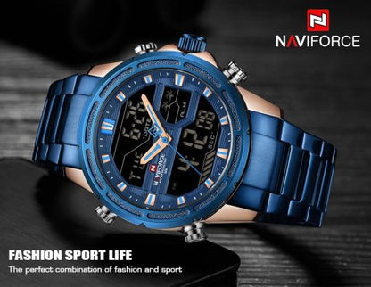Naviforce 9138 Men's Analog/Digital Watch – Blue