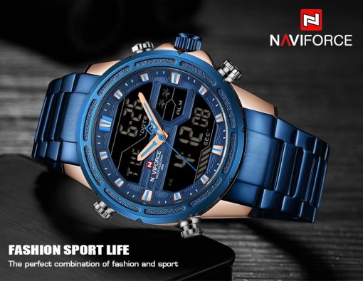 Naviforce 9138 Men's Analog/Digital Watch – Blue