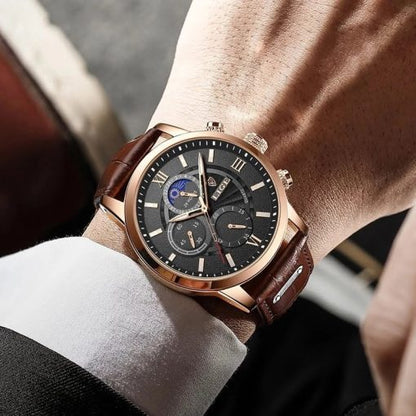 Lige 8932 Men's Chronograph Watch – Brown/Black