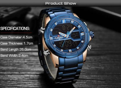 Naviforce 9138 Men's Analog/Digital Watch – Blue