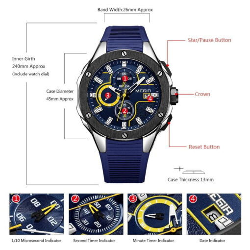 Megir 2054 Men's Chronograph Watch – Blue