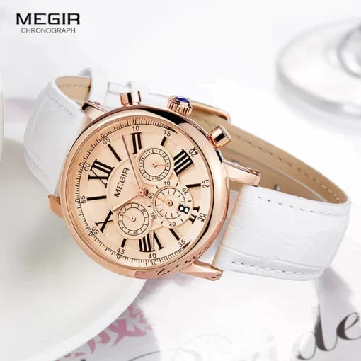 Megir 2058 Ladies Chronograph Watch – White
