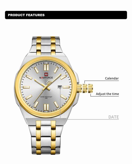 Naviforce 9226 Men's Watch – Silver/Gold