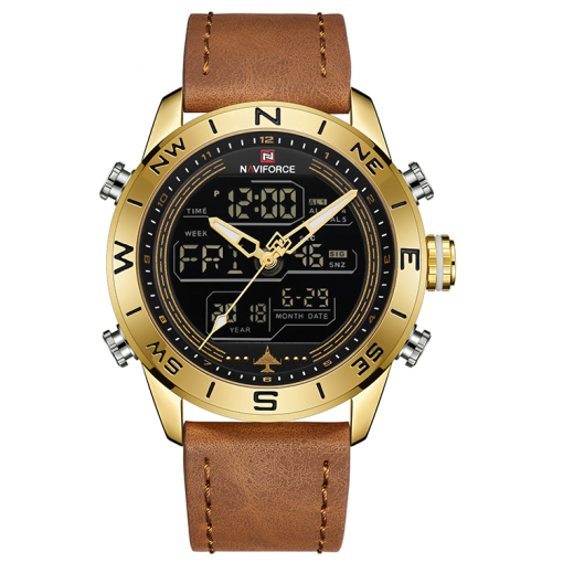 Naviforce 9144 Men's Analog/Digital Watch – Brown