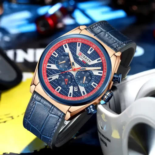 Curren 8392 Men's Chronograph Watch – Blue/Gold