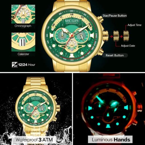 Megir 2223 Men's Chronograph Watch – Gold