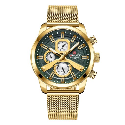 Naviforce 9211 Men's Chronograph Mesh Watch – Gold