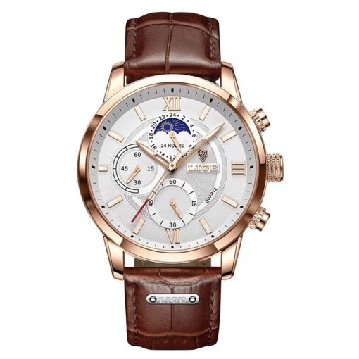 Lige 8932 Men's Chronograph Watch – Brown/White