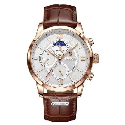Lige 8932 Men's Chronograph Watch – Brown/White
