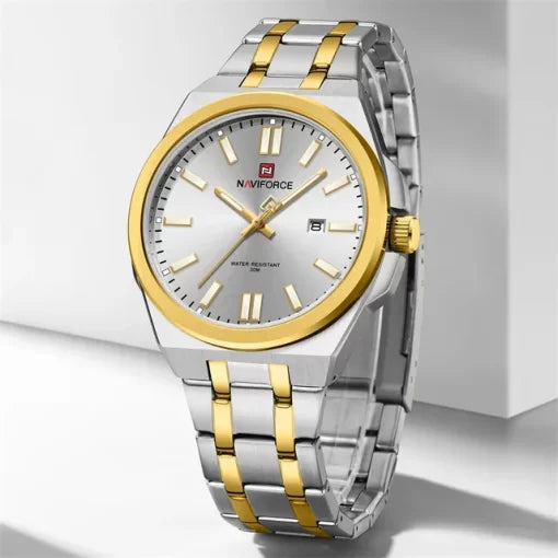 Naviforce 9226 Men's Watch – Silver/Gold