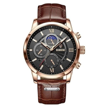 Lige 8932 Men's Chronograph Watch – Brown/Black
