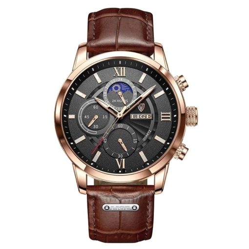 Lige 8932 Men's Chronograph Watch – Brown/Black