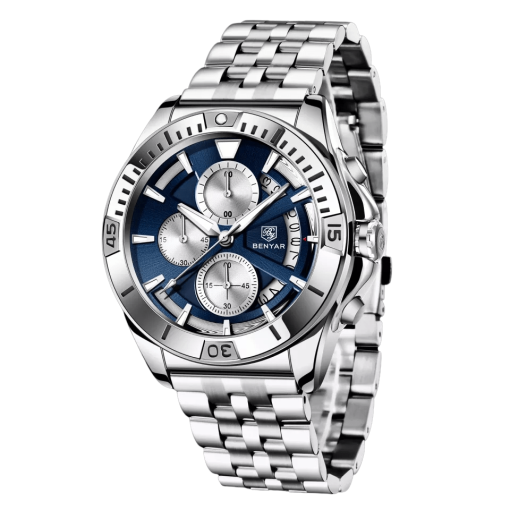 Benyar 5180 Men's Chronograph Watch – Silver