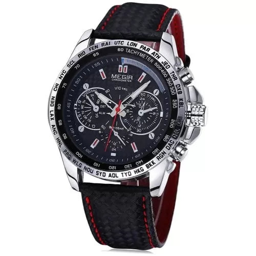 Megir 1010 Men's Leather Quartz Watch