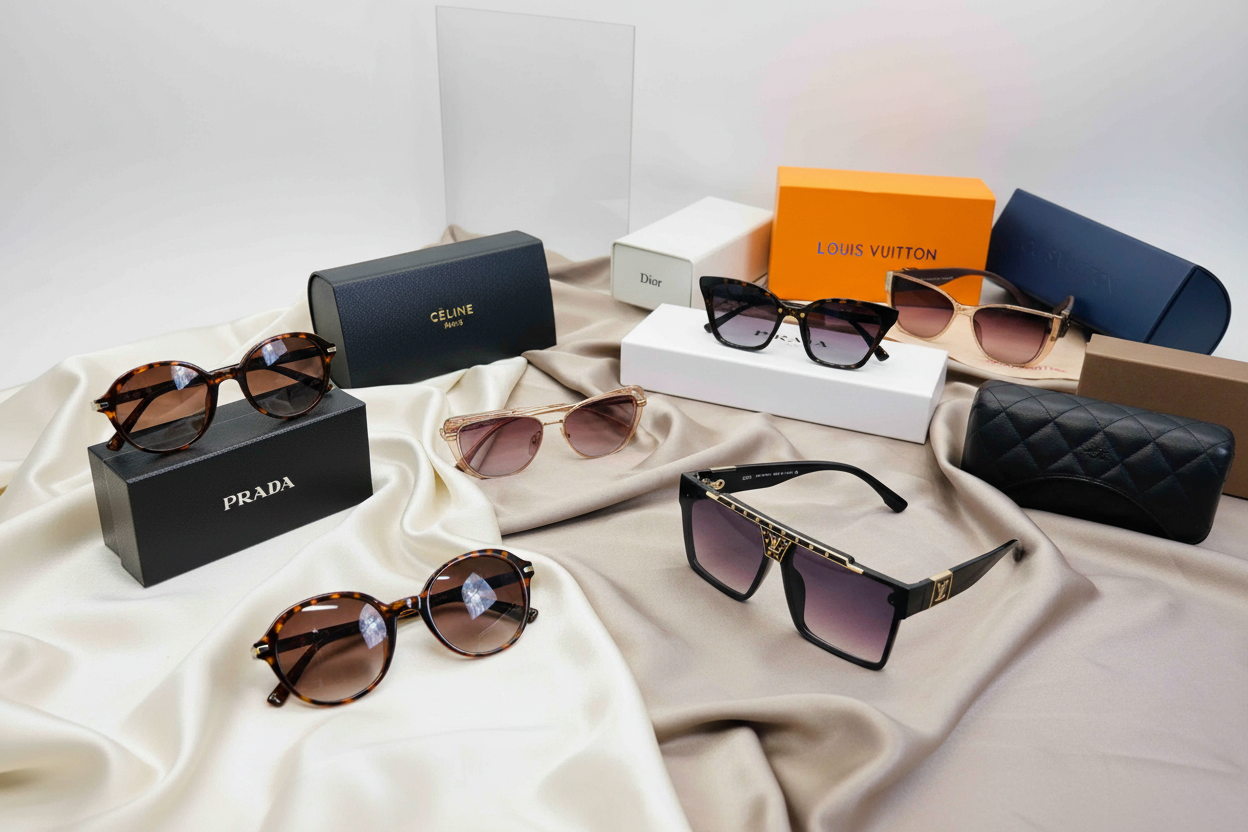 Designer Sunglasses on Silk Display