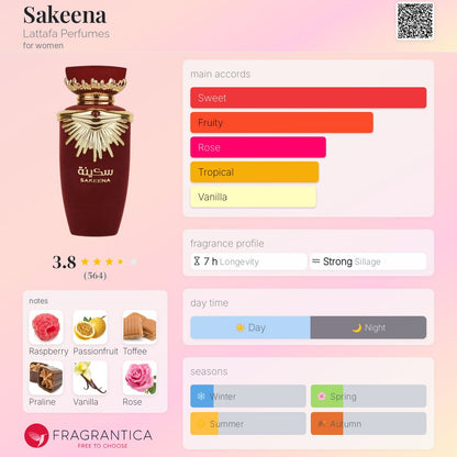 Sakeena By Lattafa EDP 100ml (Red) (LADIES)