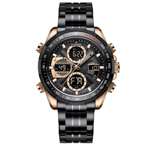 Naviforce 9197 Men's Analog/Digital Watch – Black/Gold
