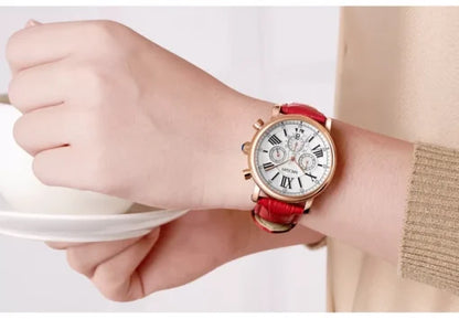 Megir 2058 Ladies Chronograph Watch – Red