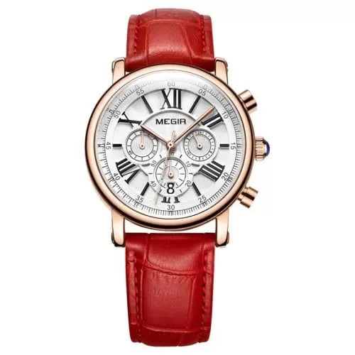 Megir 2058 Ladies Chronograph Watch – Red